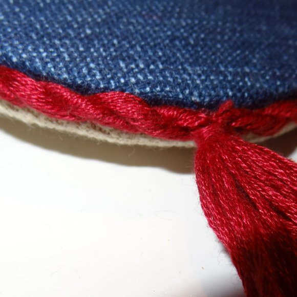 Old World Santa Christmas Tasseled ornament Finished Cross Stitched 6" New - Picture 4 of 5